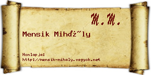 Mensik Mihály névjegykártya